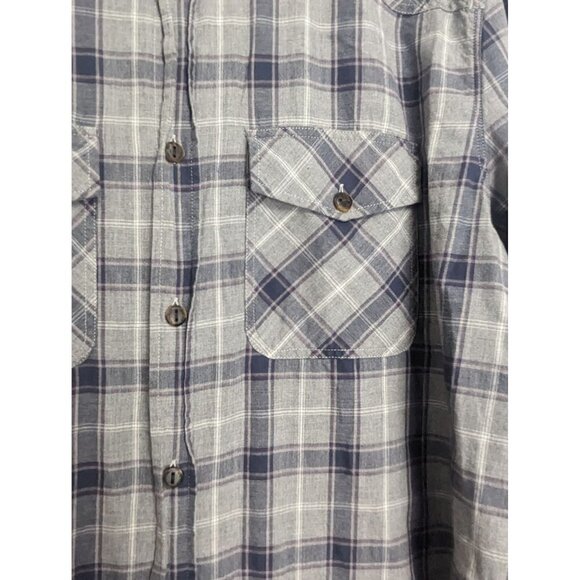 Woolrich John Rich & Bros Shirt Men XL Long Sleeve Button Up Navy Grey Plaid - Picture 2 of 7